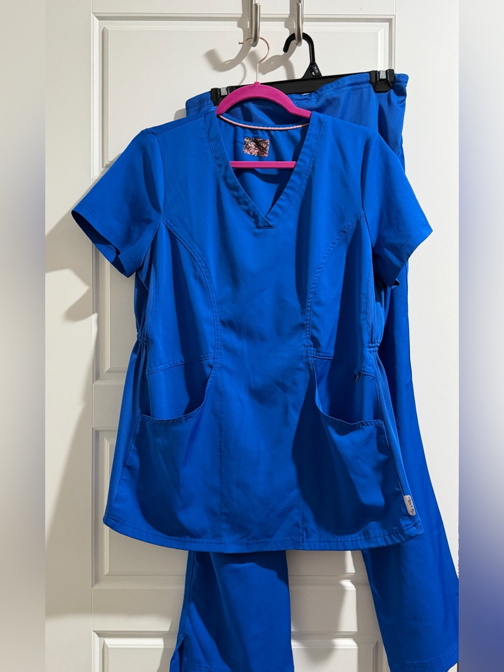 Maternity Royal Blue Women's V-Neck Scrub Top and Bottom